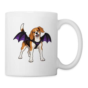 Beagle-Riemen an einem Paar Fledermausflügel - Tasse - Weiß - Rechts