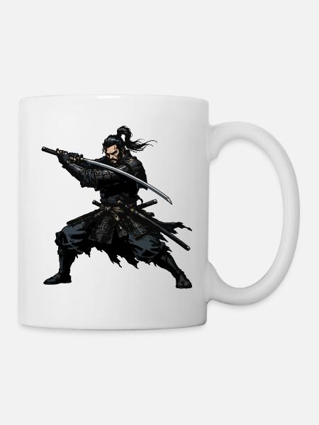 Samurai Katana Duell Heldenbild - Tasse - Weiß