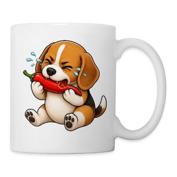 Beagle Chili Scharf Lustiger Cartoon - Tasse - Weiß - Rechts