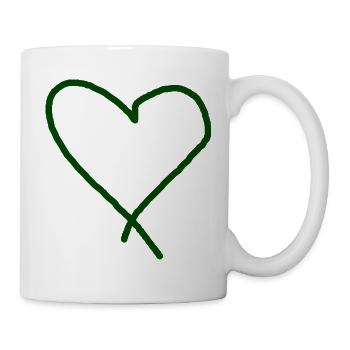 Herz dunkelgrün grün Geschenkidee Liebe verliebt  - Tasse - Weiß - Rechts