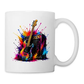 Bunte Bassgitarre - Tasse - Weiß - Rechts