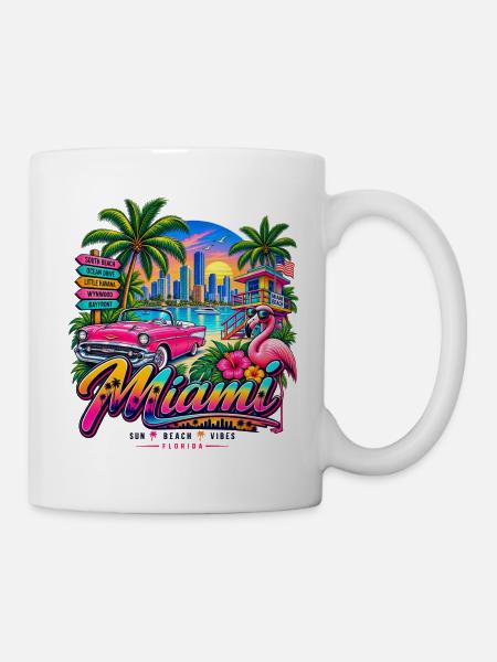 Miami – Sun, Beach & Vibes - Tasse - Weiß