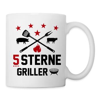 Sterne Griller Grillsprüche Grillparty BBQ - Tasse - Weiß - Rechts