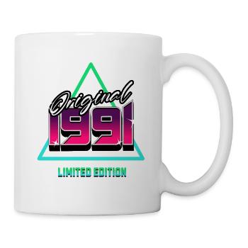 Original 1991 – 90er Jahre Retro Neon Kult Motiv - Tasse - Weiß - Rechts