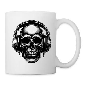 Skull mit Headset - Tasse - Weiß - Rechts