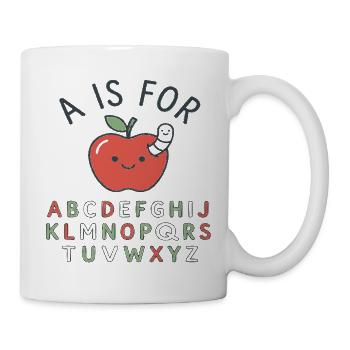 A ist für Apfel – Kinderalphabet Design - Tasse - Weiß - Rechts