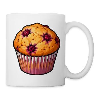 Beerenmuffin PopArt Illustration - Tasse - Weiß - Rechts