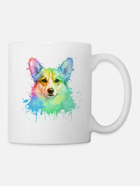 Corgi Aquarell Illustration - Tasse - Weiß