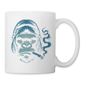 Gorilla mit Zigarrenporträt - Tasse - Weiß - Rechts