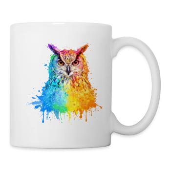Eule Aquarell Illustration - Tasse - Weiß - Rechts