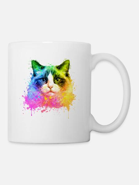 Ragdoll Katze Aquarell Illustration - Tasse - Weiß