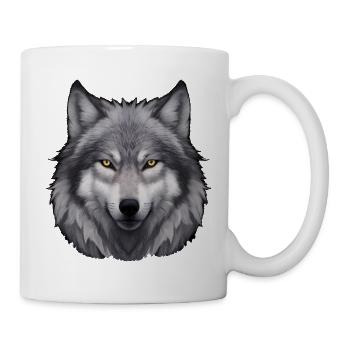 Wolf Kopfporträt - Tasse - Weiß - Rechts