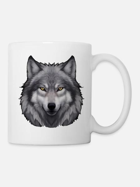 Wolf Kopfporträt - Tasse - Weiß