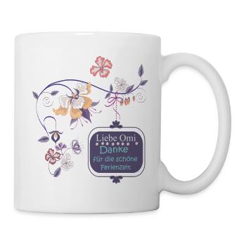 Blumenrahmen Dankesbotschaft Oma - Tasse - Weiß - Rechts