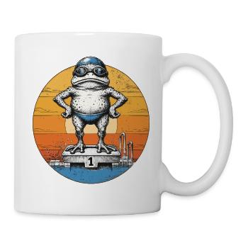  Frosch Schwimmer schwimmen Vintage Pool-Frog - Tasse - Weiß - Rechts