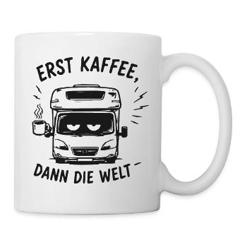 Erst Kaffee Dann Die Welt Bus - Tasse - Weiß - Rechts