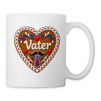 Vater Herz Kuchenmotiv Schnurrbart Design - Tasse - Weiß - Rechts