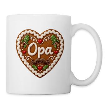Opa Herz Lebkuchenmotiv - Tasse - Weiß - Rechts