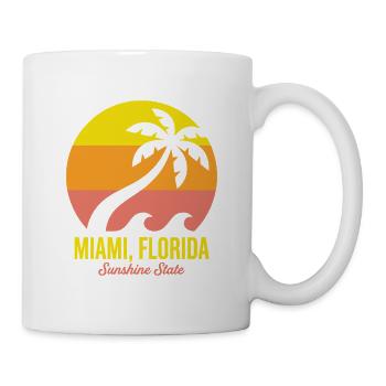 Miami-Florida-Palmen-Sonnenuntergang - Tasse - Weiß - Rechts