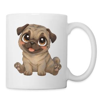 Mops Niedliches dunkles Mopsbaby mit großen Augen - Tasse - Weiß - Rechts