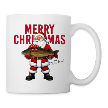 Merry Christmas Petri Heil Weihnachtsmann Karpfen - Tasse - Weiß - Rechts