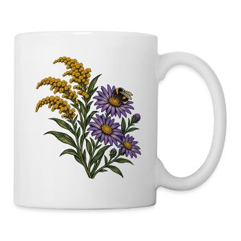 Goldrute-Aster-Hummel - Tasse - Weiß - Rechts
