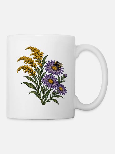 Goldrute-Aster-Hummel - Tasse - Weiß