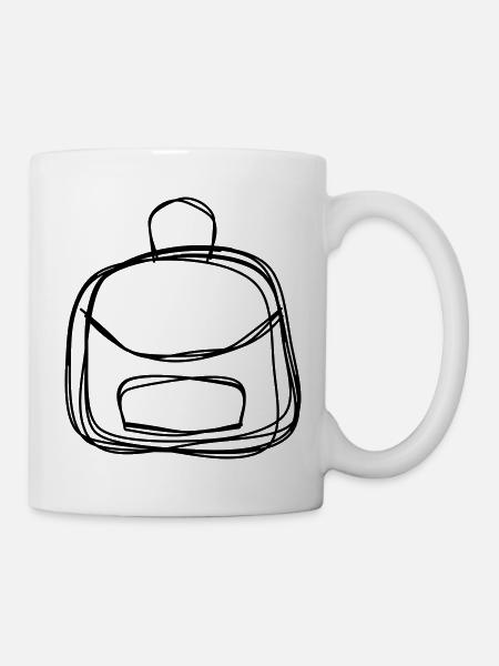 Rucksack handgezeichnet - Tasse - Weiß