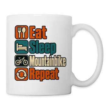 Eat Sleep Mountainbike Repeat – Retro MTB - Tasse - Weiß - Rechts