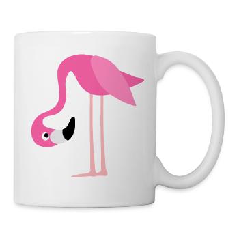 Flamingo Pink Cartoon Stil - Tasse - Weiß - Rechts