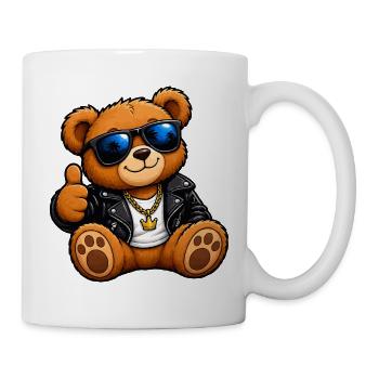 Bär in Lederjacke Streetwear - Tasse - Weiß - Rechts