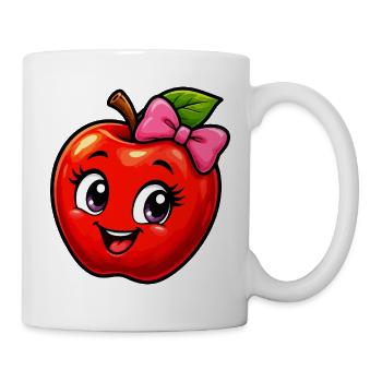Kunterbunter Apfel mit Schleife - Tasse - Weiß - Rechts