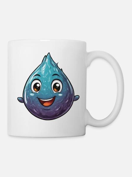 Fröhlicher Wassertropfen Cartoon - Tasse - Weiß