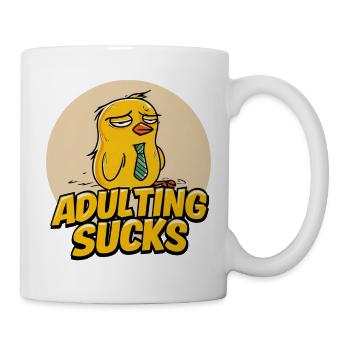 Adulting Sucks Cartoon Chick - Tasse - Weiß - Rechts
