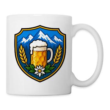 Bier Schild Emblem - Tasse - Weiß - Rechts