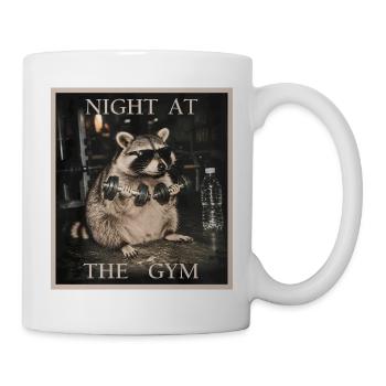 Fitness Raccoon - Night at the Gym - Tasse - Weiß - Rechts