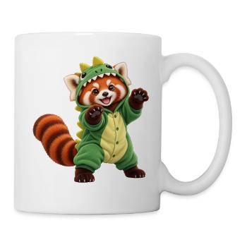 Roter Panda im Dinosaurierkostüm - Tasse - Weiß - Rechts