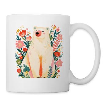 Eisbär Floral Bear Wild Nature Lover Kunst - Tasse - Weiß - Rechts
