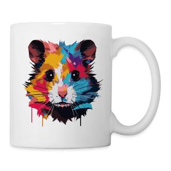 Farbenfrohes Pop-Art Hamsterporträt - Tasse - Weiß - Rechts