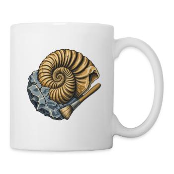 Ammonitfossil und Gebüsch - Tasse - Weiß - Rechts