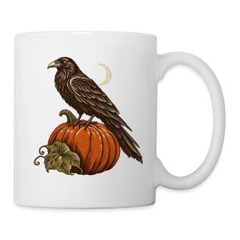 Rabe auf dem Kürbis - Tasse - Weiß - Rechts