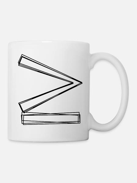 Größer gleich handgezeichnet - Tasse - Weiß