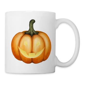 Halloween Kürbis Illustration - Tasse - Weiß - Rechts