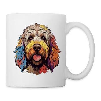 Farbenfroher Pudel Kopf PopArt - Tasse - Weiß - Rechts