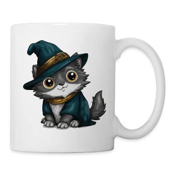 Katzenzauberer im Hexenkittel - Tasse - Weiß - Rechts