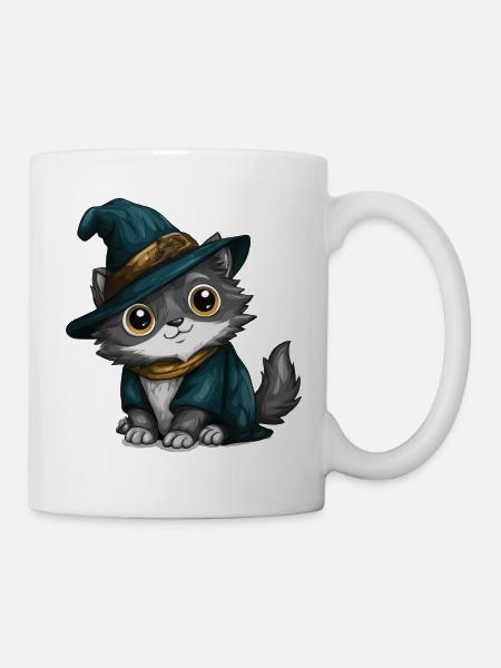 Katzenzauberer im Hexenkittel - Tasse - Weiß