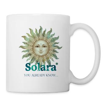 Solara Sun mit Vintage-Schrift - Tasse - Weiß - Rechts