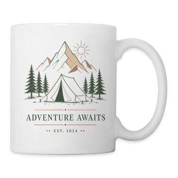 Abenteuer wartet Bergcamping - Tasse - Weiß - Rechts