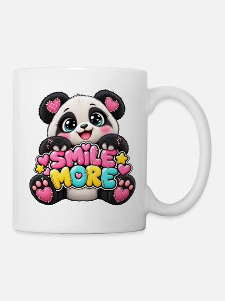 Panda Smile More Herz-Illustration - Tasse - Weiß