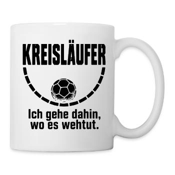 Kreisläufer Handball Shirt – Wo es wehtut - Tasse - Weiß - Rechts